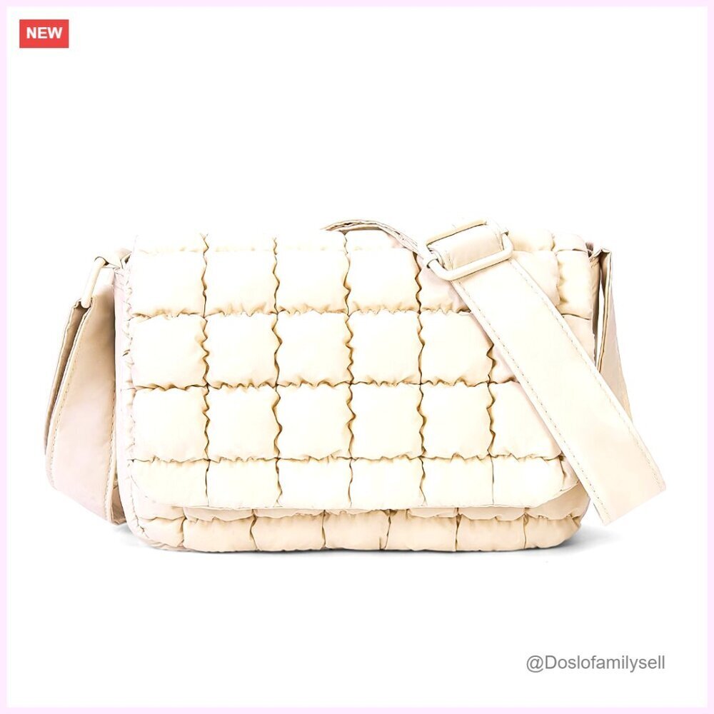Quilted Nylon Crossbody Bag Lightweight Puffer Purse Adjustable Strap